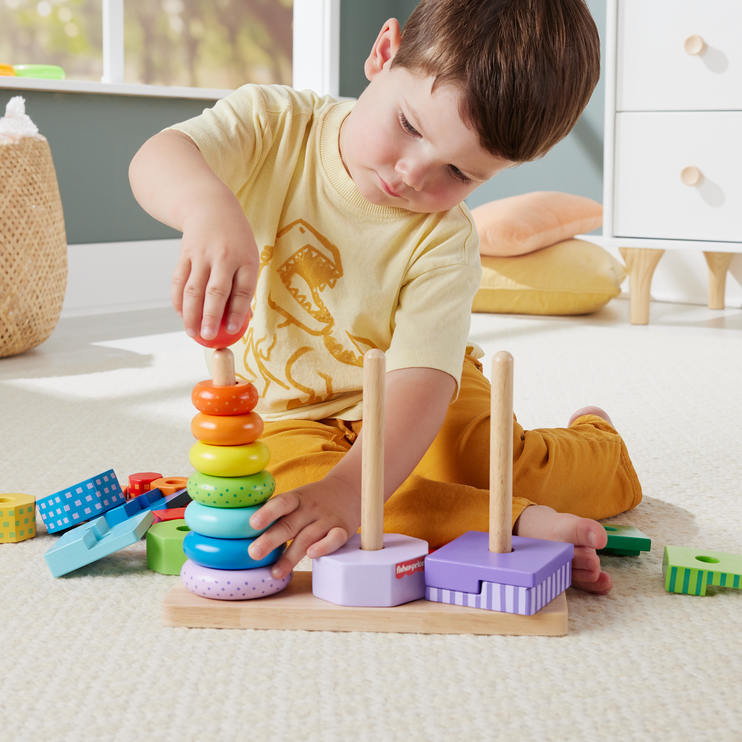 Fisher-Price Trieur de Formes Empilo en Bois, Triage, 26 ¨¦l¨¦ments