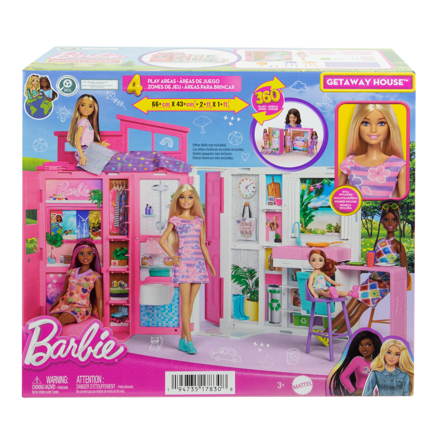 Barbie  Maison Portative et Poup¨¦e, 4Pi¨¨ces, 11Accessoires