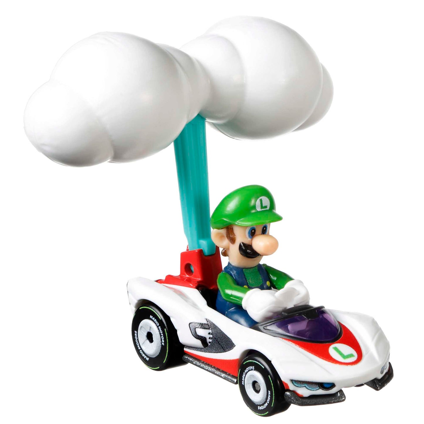 Hot Wheels Mario Kart Veh¨ªculo de Juguete Luigi P-Wing con Cloud Glider