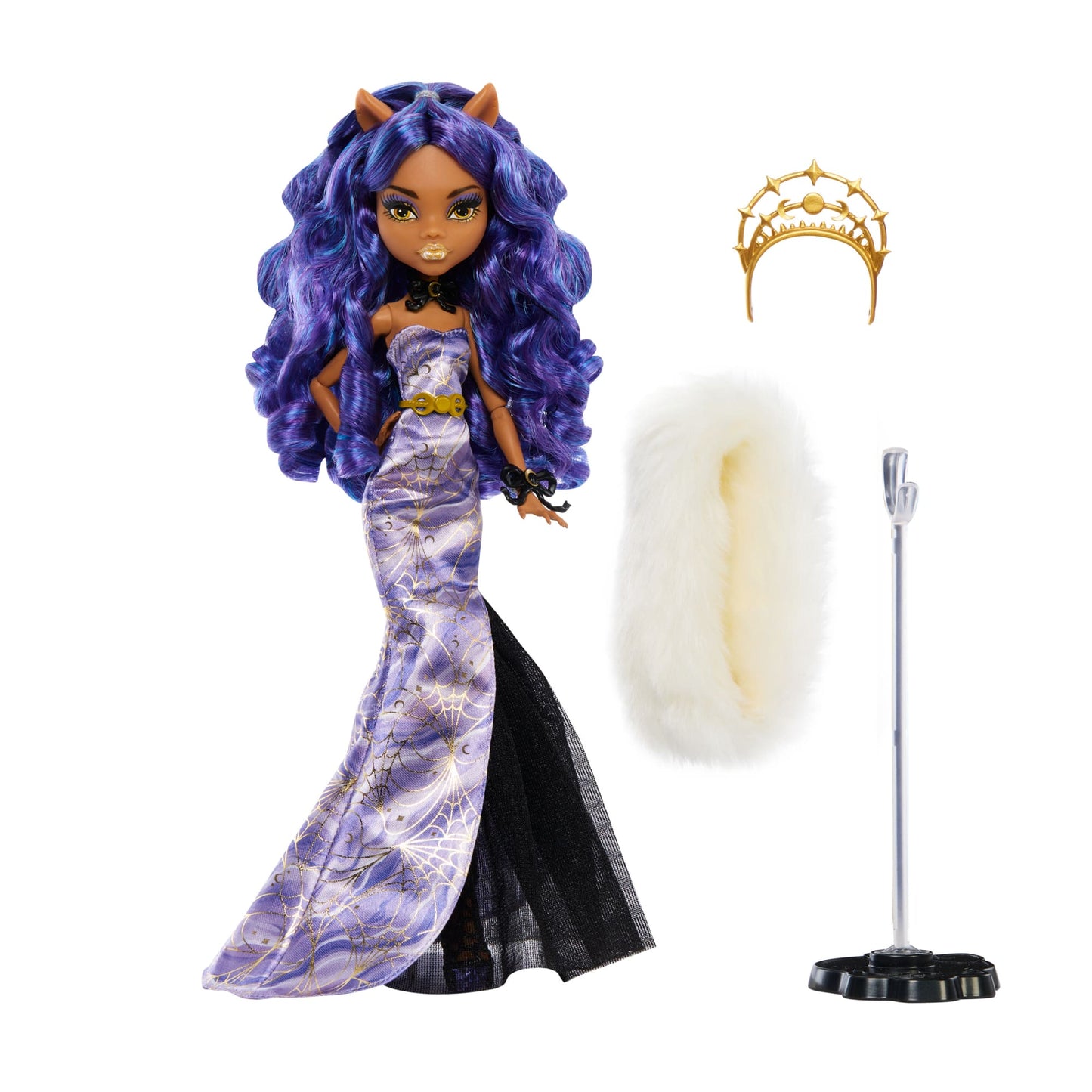 Monsterhigh-F¨ºtes de Fin D¡¯Ann¨¦e-Poup¨¦e Clawdeen Wolf Robe Violette