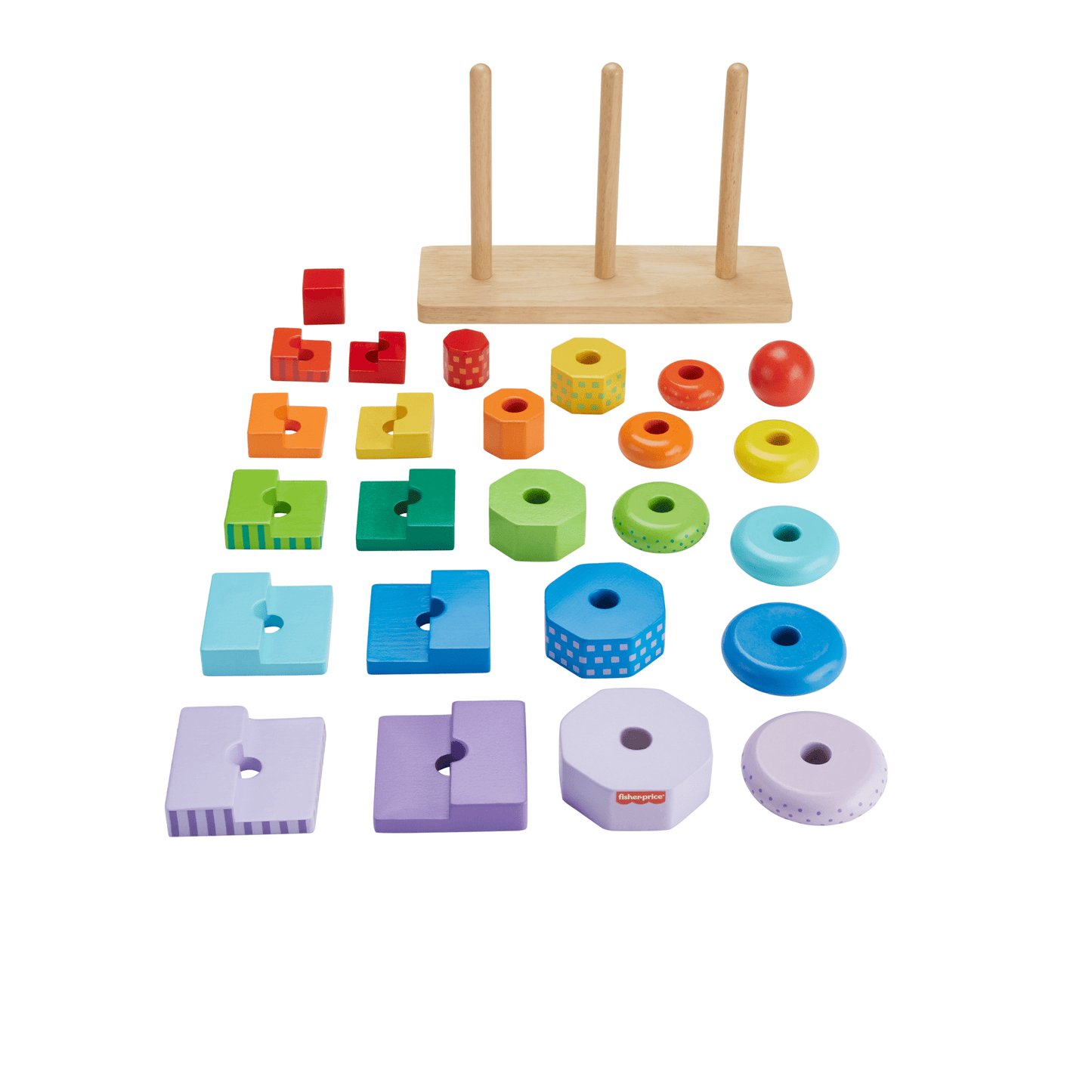 Fisher-Price Trieur de Formes Empilo en Bois, Triage, 26 ¨¦l¨¦ments
